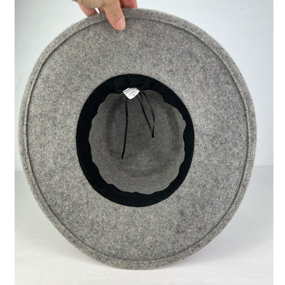 World Market Gray Wool Boho Fedora/Hat with Suede Lining 3 inch Rim - Picture 4 of 8